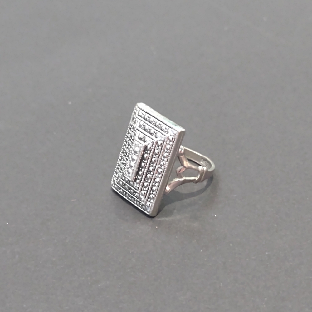 Joseph Esposito vintage 14k GF silver tone faux marcasite cocktail ring